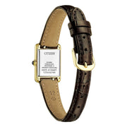 Citizen Square EG2797-13A - cinturino pelle marrone - cassa acciaio dorato - quadrante bianco - fondello